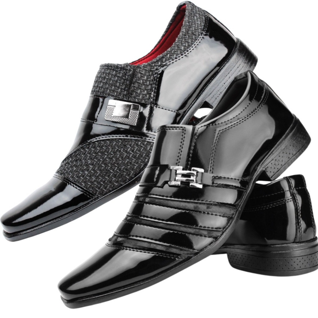 2 Pares Sapato Social Masculino Moderno Preto Promoção Imperdível