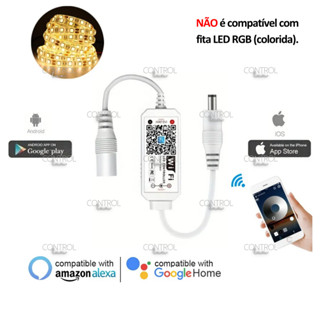 Controlador Dimmer Wifi App Celular Android IOS Fita Led 12v 24v Uma Cor Única Compatível Google Home Alexa Magic Home