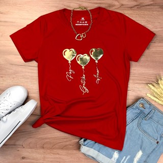 Camiseta T-shirt Feminina Baby Look Algodão Coração Paz Gratidão Amor