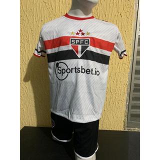 Kit Camisa estampada Tricolor branco , Conjunto infantil futebol , São Paulo Tradicional 2023 !!