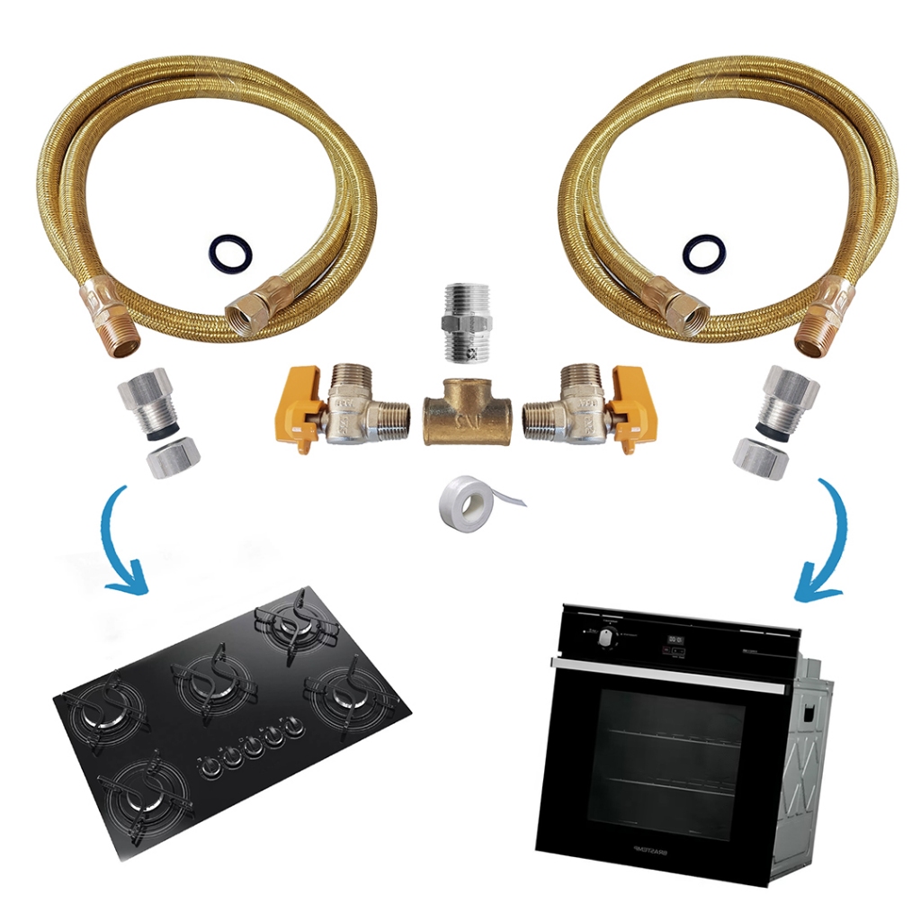 Kit de Instalação Duplo para Cooktop e Forno Gás Encanado