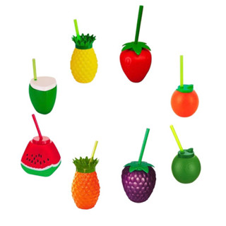 Copo Frustas Tropicais Festa 8 Copos Uva Abacaxi Laranja E Amarelo Coco Limoneto Laranjita Melancia Morango Injetemp