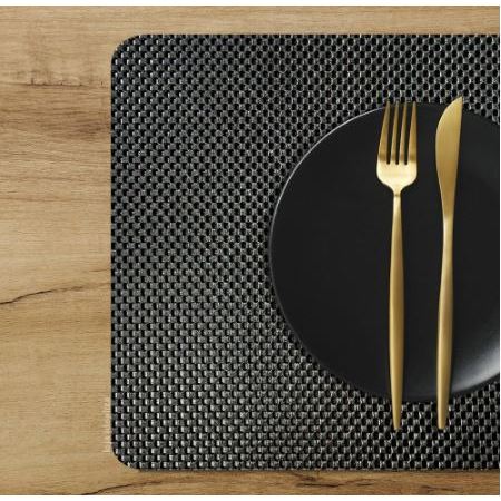 4 Jogo Americano PVC Antiderrapante Flex Resistente Cor Preto