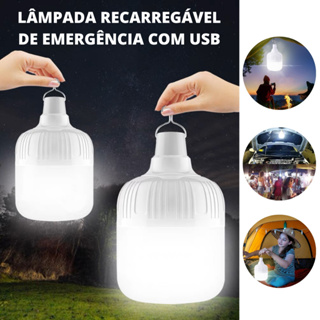 Luminária de Emergência Branca Recarregável Led 30W Lâmpada USB Camping em Oferta na Shopee