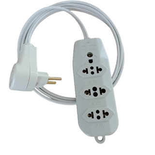 Extensao Eletrica 1,5 Metros 3 Tomadas 10A Fio 1,5mm Pino Lateral 110/220v Cod.445L RACRAFI