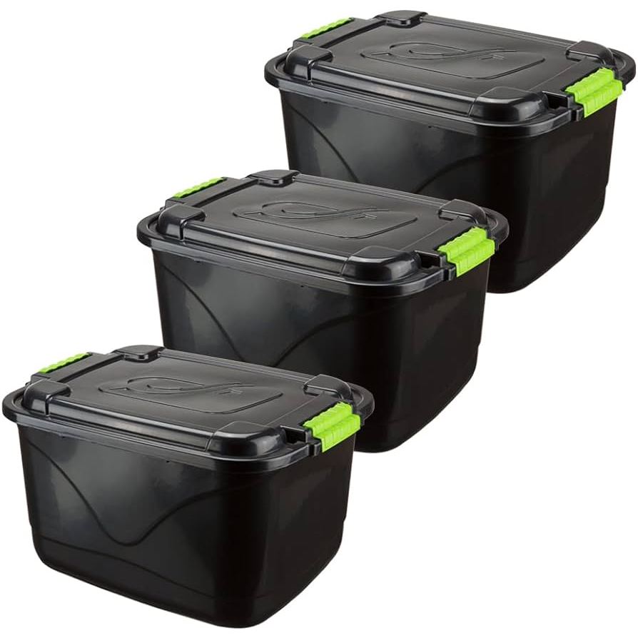 Kit 4 Caixas Organizadora 30l Grande C/Tampa e Trava Cesto para Brinquedos e Multiuso em Oferta na Shopee