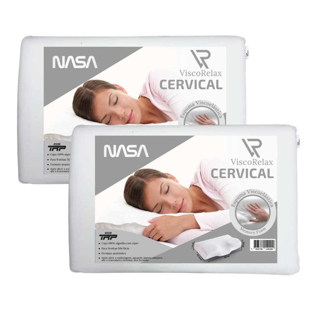 Kit 2 Travesseiros Viscoelástico Nasa Visco Relax Cervical
