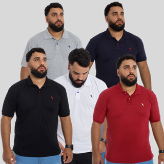 kit C/5 Camisas Polo Piquet Algodão Masculino Bordada - TEUCATI Casual / Conforto / Básico