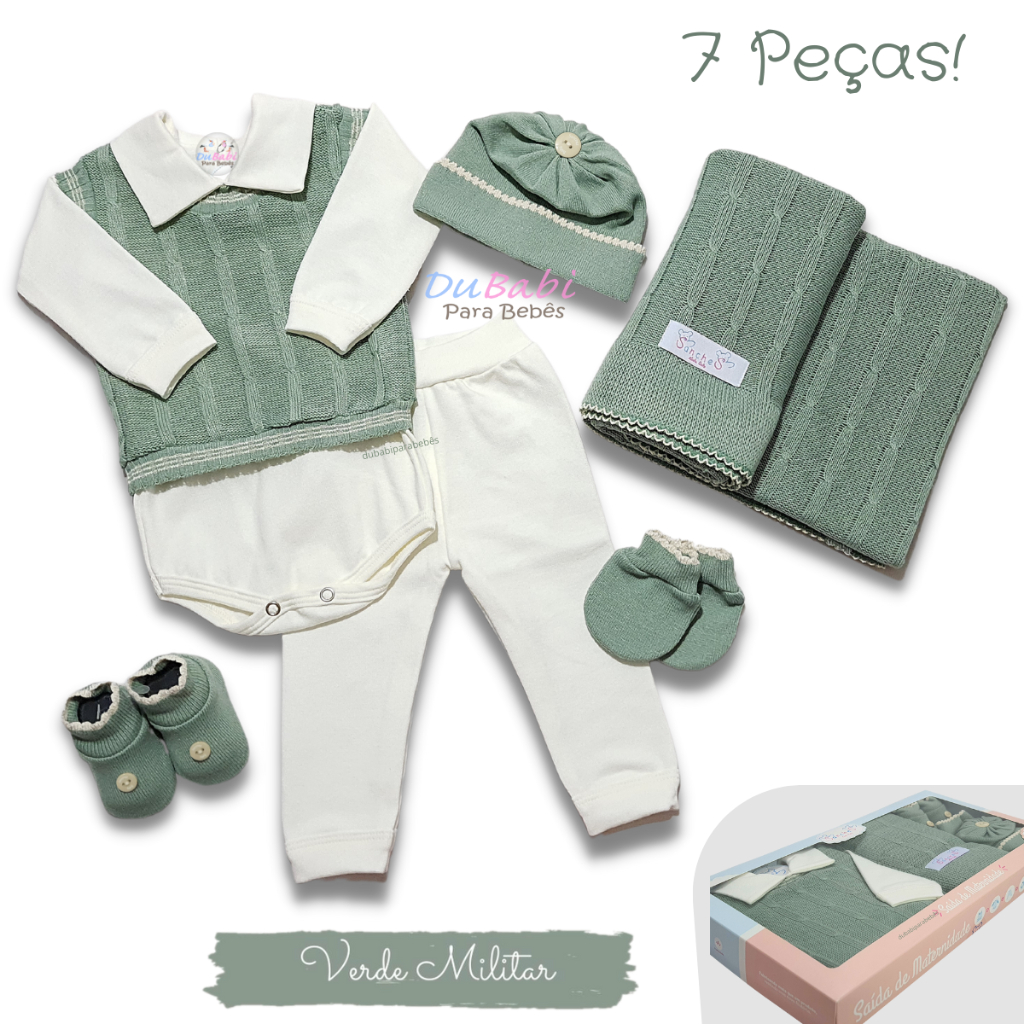 Kit Saída Maternidade Menino Menina Completa Recém Nascido 7 Peças Sanches Baby em Oferta na Shopee