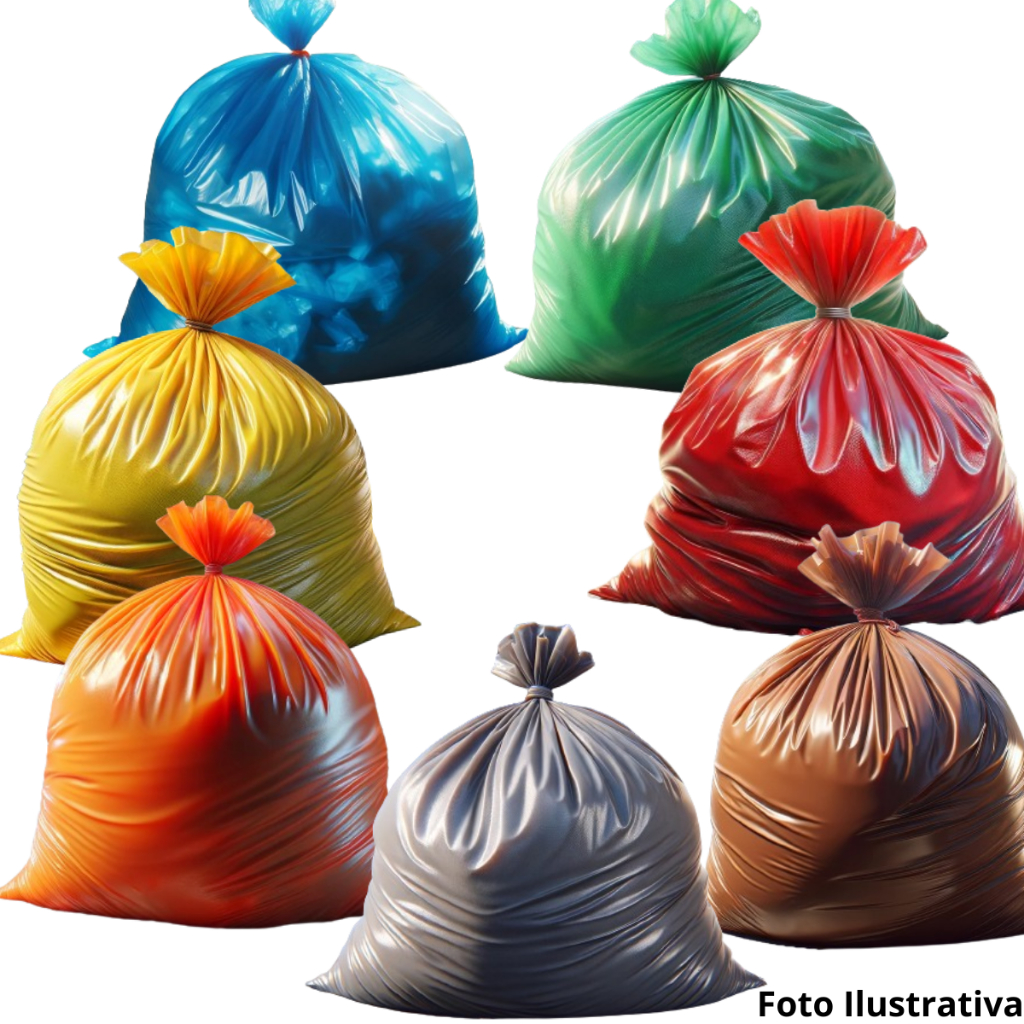 Saco de Lixo 100 Litros Leve Colorido 100 unidades Coleta Seletiva Várias Cores em Oferta na Shopee