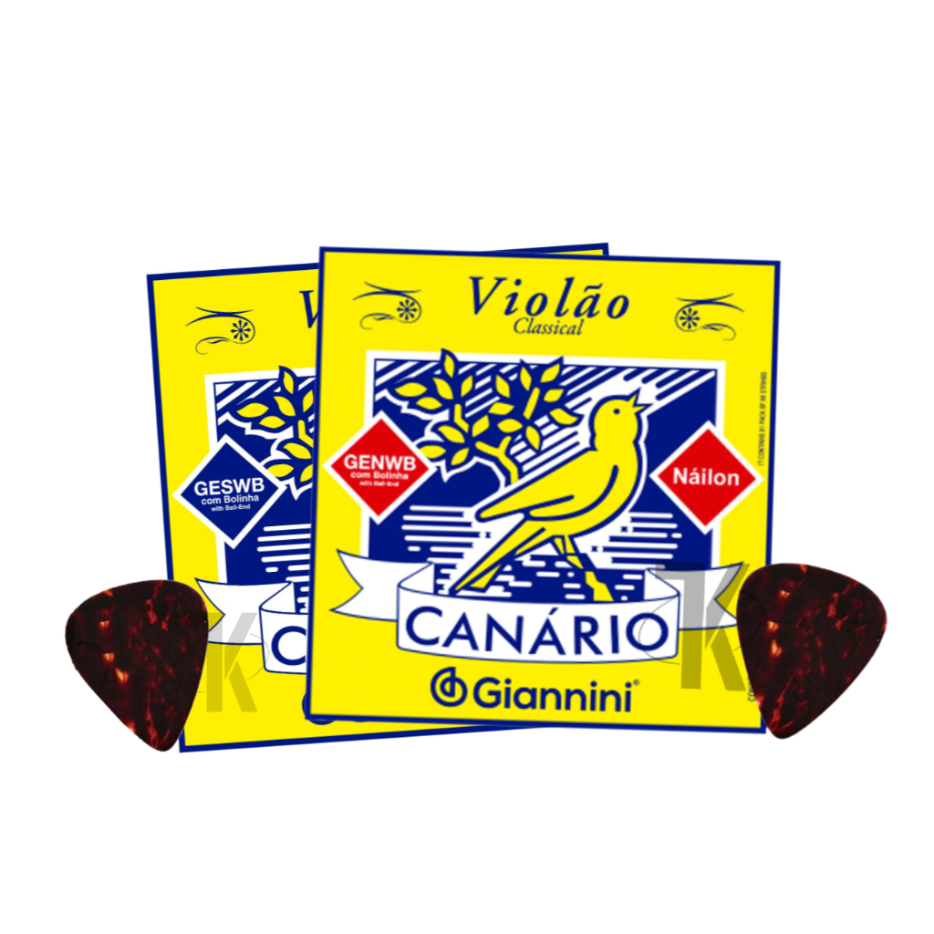 Imagem Encordoamento Canário by Giannini Para Violão C/ Bolinha - Aço / Náilon + Palheta