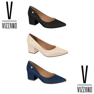 Sapato Scarpin Vizzano Original Salto Bloco Quadrado Baixo 5cm Social Napa FRETE GRÁTIS Envio Imediato