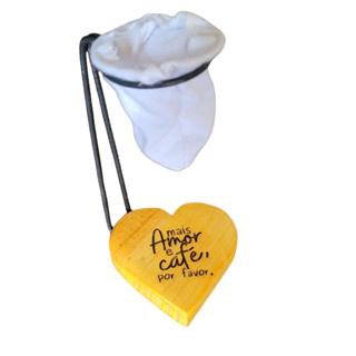 Mini coador de café + filtro (Mais amor e café... base coração) em Oferta na Shopee