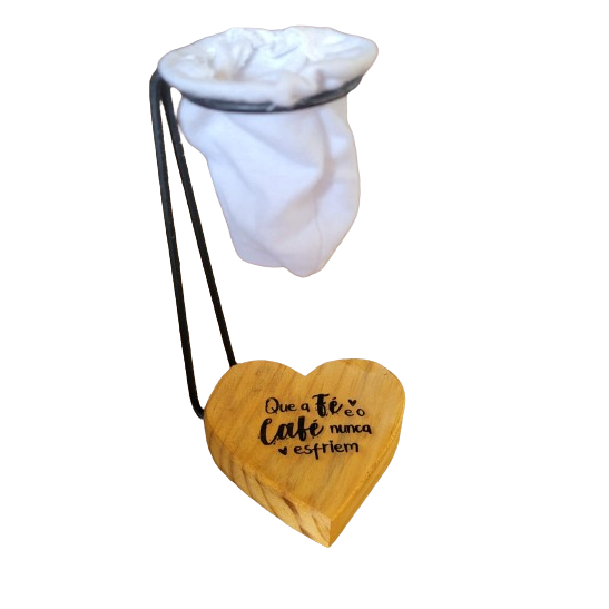 Mini coador de café + filtro (que a fé e o café.. base coração) em Oferta na Shopee