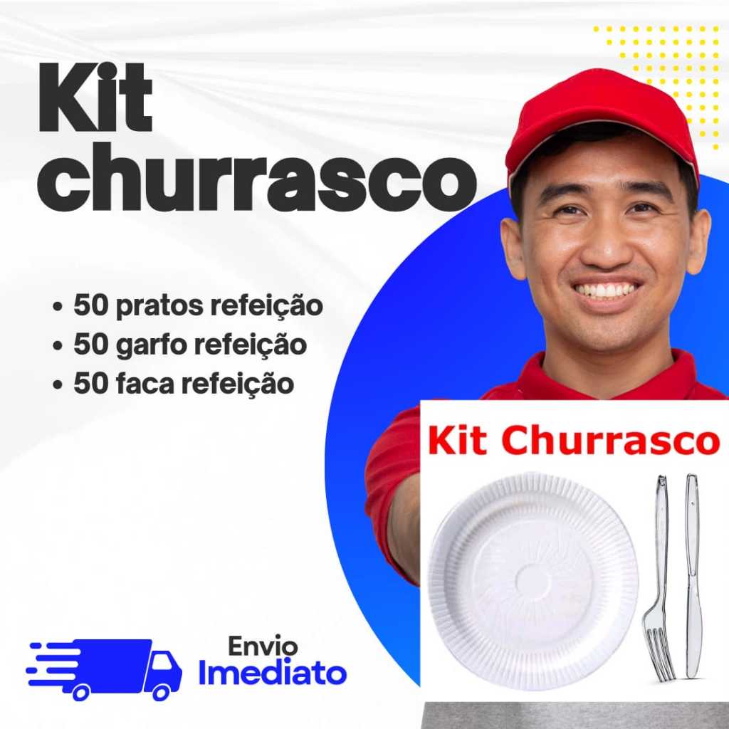 Kit Descartáveis para Churrasco 50 Prato 21cm 50 Garfo e 50 Faca Refeição 150 UND em Oferta na Shopee