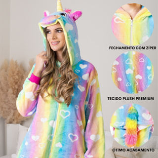 PIJAMA DE UNICÓRNIO ADULTO FEMININO BLOGUEIRA DIVERTIDO MACACÃO INVERNO PREMIUM PERSONAGENS ANIME em Oferta na Shopee