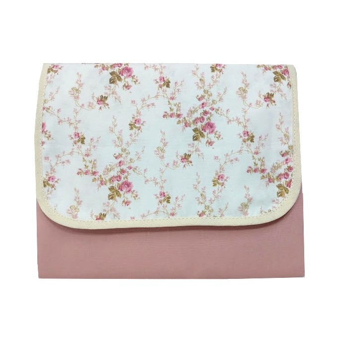 Trocador Portátil P/ Bebê C/ 2 Bolsos 100% Algodão Estampa Floral E Rose
