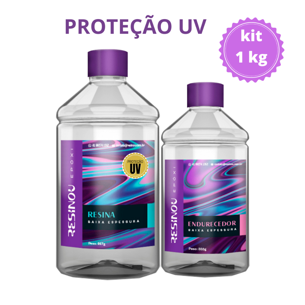 Kit Resina artesanato epoxi UV para chaveiro mesa madeira tabua de carne - 1 kg
