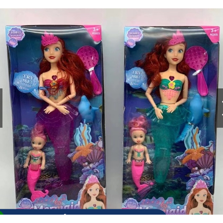 toyde sereia princesa com boneca pequena e luz e som boneca presente de natalBrinquedo