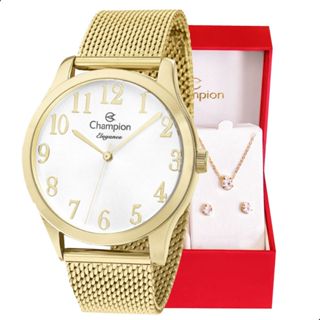 Relógio Champion Feminino Analógico Dourado Pulseira Mesh Original À Prova d'Água Presente Moda CN26019B em Oferta na Shopee