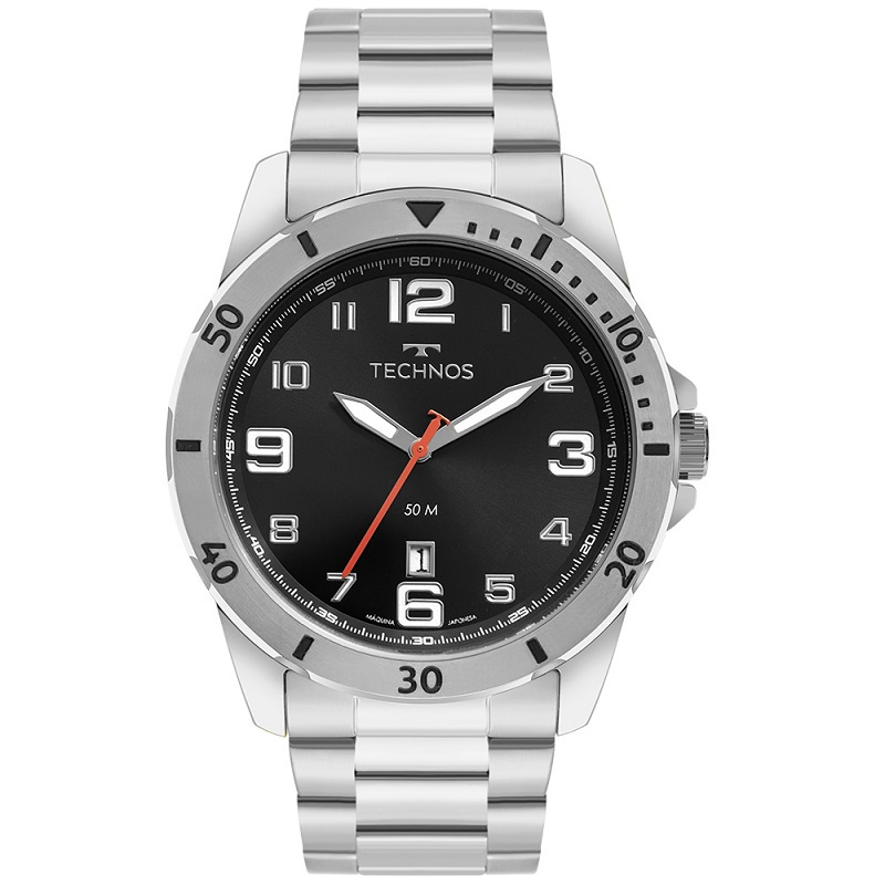 Relógio Technos Masculino Analógico Prata Com Calendário Original À Prova D'Água 2115MYK/1P em Oferta na Shopee