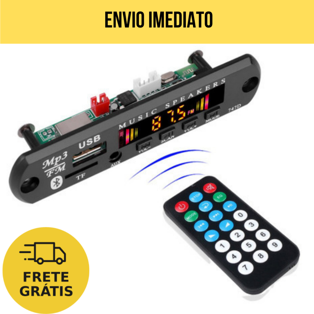 Placa Decodificadora Sem Fio Bluetooth 5.0 DC 12V MP3 WMA Módulo De Áudio USB TF Rádio