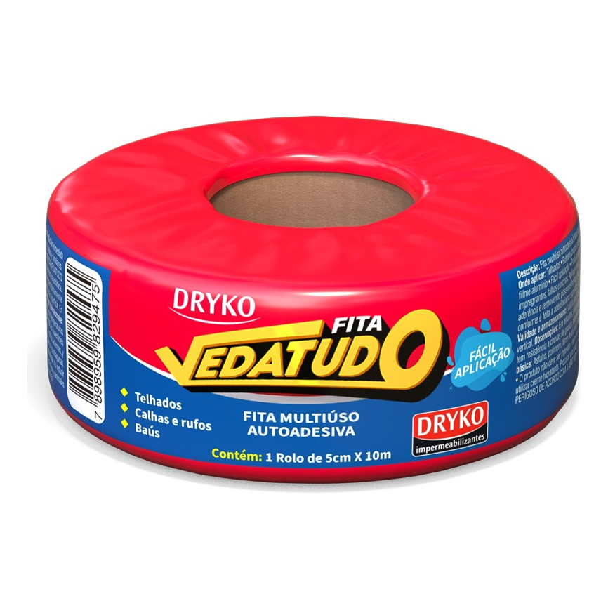 Fita Manta Adesiva 5cm X 10m Asfaltica Aluminizada Vedatudo Dryko