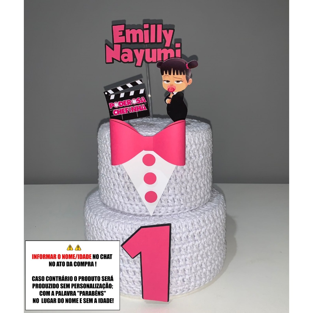 Topo de Bolo - Topper de Bolo Personalizado Aniversário Poderosa Chefinha Bolo de Andar