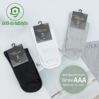 Kit 6 Meia unisex Adulto Cano Longo Otima Qualidade Algodão puro de Antibacteriano Prevenção de odores Absorção do suor Respirável