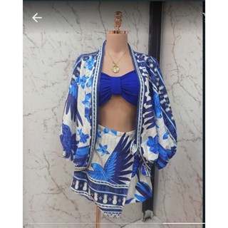 Conjunto de Kimono + Shorts Saia e Tambem e Shorts sem SaiaTecido Duna