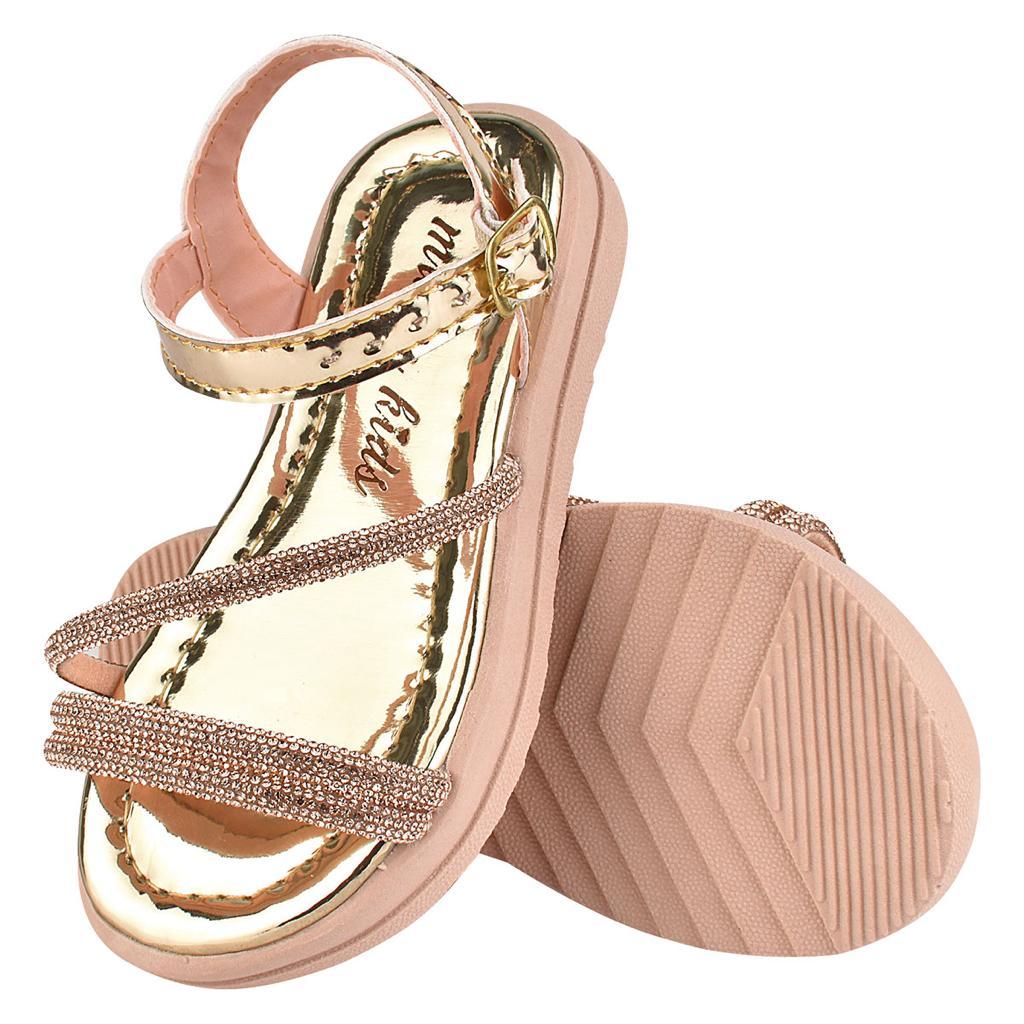 Sandália Feminina Infantil Brilho Strass Tratorada Leve Confortável Delicada Lançamento