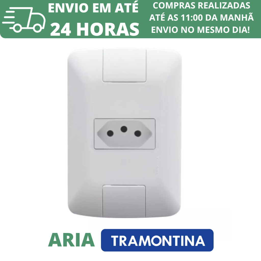 Conjunto 1 Tomada Simples 10A Branca Linha Aria Tramontina