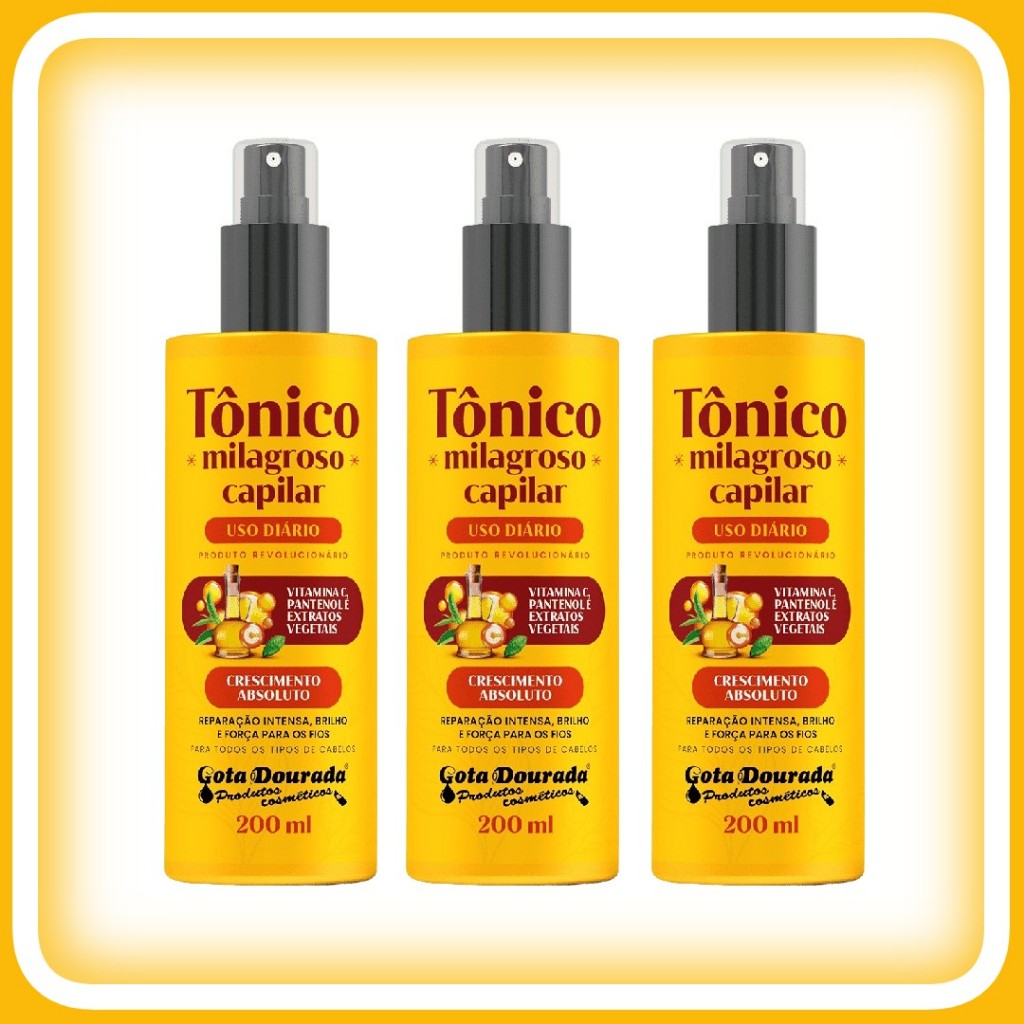 Gota Dourada Tonico Milagroso Kit Com 3Un. 200ml cada em Oferta na Shopee
