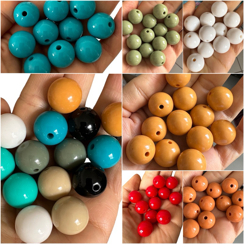 25UN. Bolas acrílica plastica 18mm para montagem de colares e outros artesanatos em Oferta na Shopee