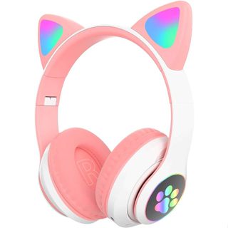 Fone de ouvido gatinho Orelha Cat ear Headphone bluetooth Com Luzes De LED Varias Cores
