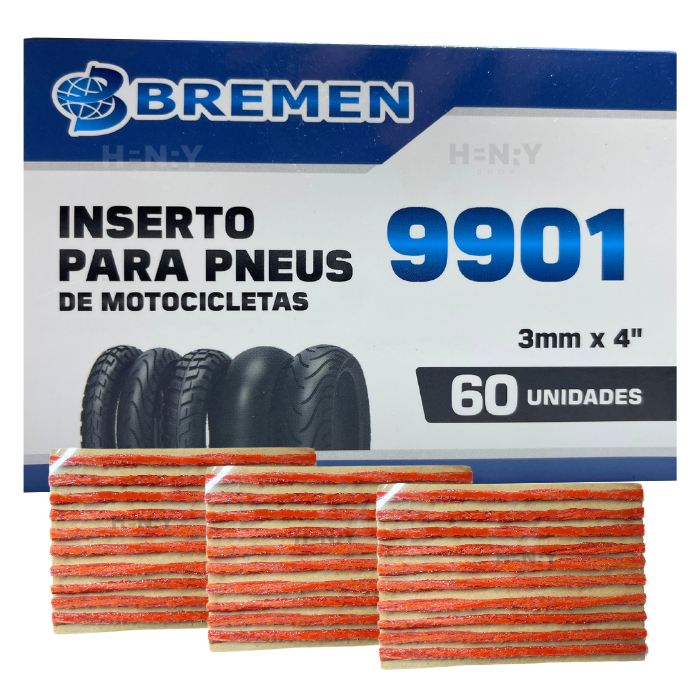 Refil Remendo FINO Para Moto Pneu Sem Câmara Macarrão 60 Unidades Bremen