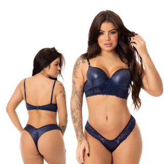 Conjunto Feminino Lingerie Langeri Sexy Renda Lycra Cirre Sutiã Com Bojo Calcinha Fio Duplo Sensual Luxo (cirre)