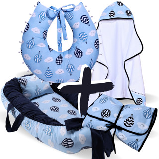 Kit Toalha de Banho Forrada + Ninho Redutor de Berço Bebe + Trocador Portátil Impermeável + Almofada para Amamentação