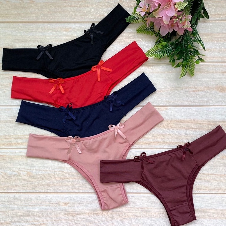 Kit 5 Calcinhas Dupla Pala Tanga Conforto Calcinha Microfibra Lingerie Leve em Oferta na Shopee