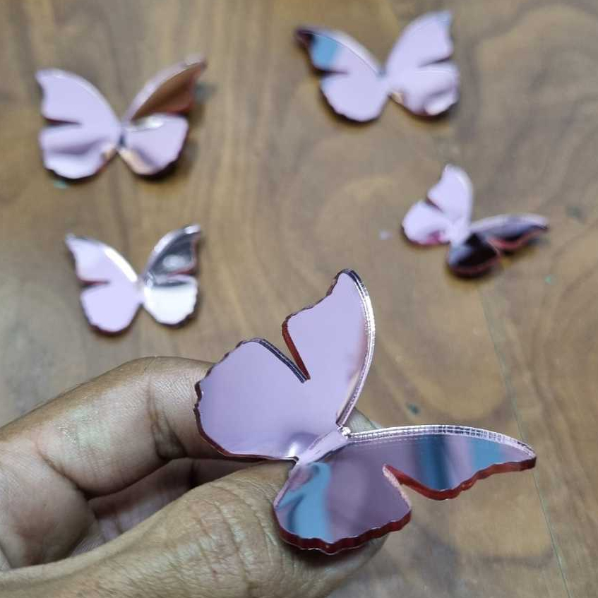 Kit Borboletas Decorativas 5 unidades 3D em acrilico espelhado - Decoração de Ambientes