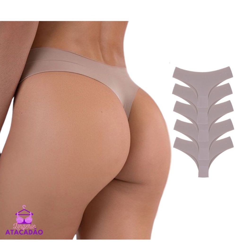 Kit 5 Calcinhas Fio Dental BEGES Sem Costura Corte Laser Original em Oferta na Shopee