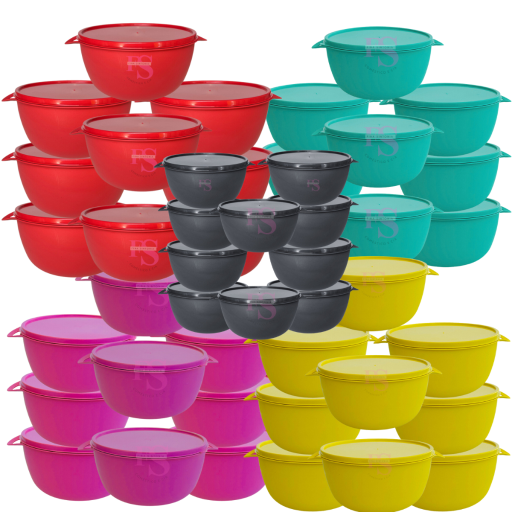 Kit 10 Potes Bowl 1 Litro Aptos Para Freezer, Micro-ondas e Lava-louças