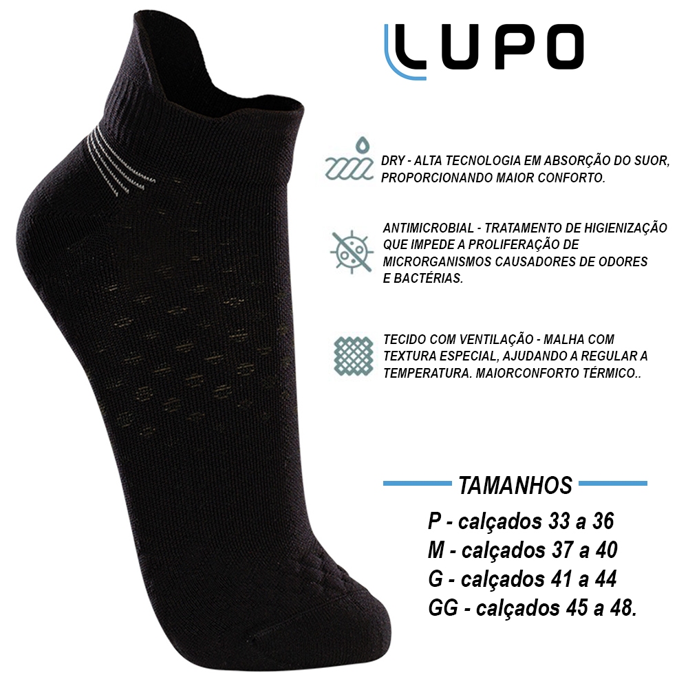 Meia Cano Curto Lupo Performance Dry Anatômica Running