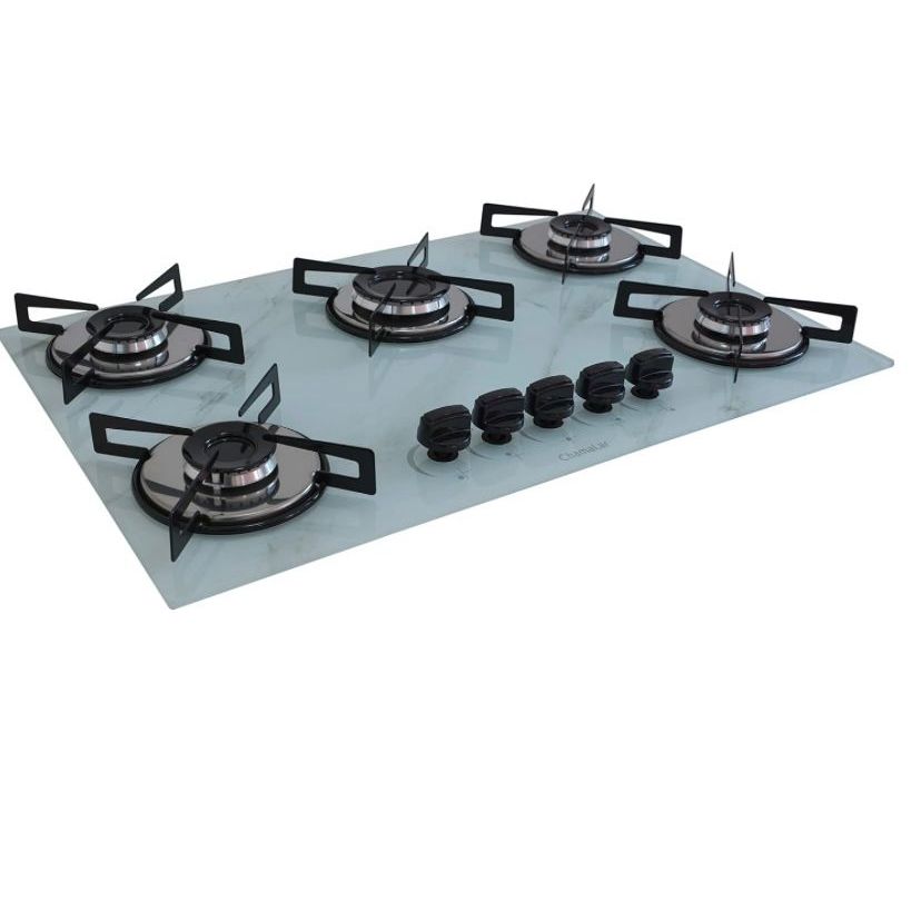 Fogão Cooktop 5 Bocas Ultra Chama Marmorizado Branco Bivolt