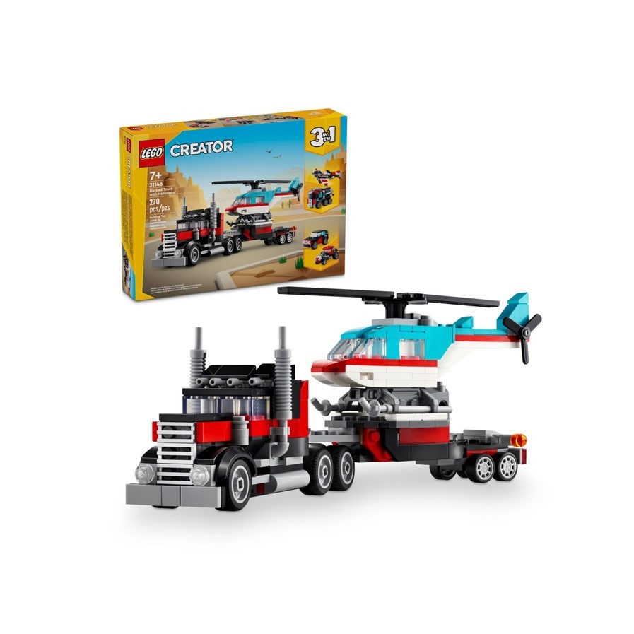 Lego Creator Caminhão Plataforma Com Helicóptero - 31146 - Mom & Baby