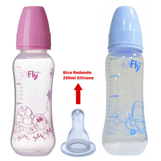 Mamadeira Bico de Silicone Redondo 250 Ml  Fly Colors em Oferta na Shopee