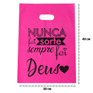 Sacolas Plásticas 30x40 Alça Vazada 100 Un Impressa Nunca foi sorte em Oferta na Shopee