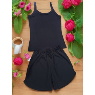 KIT CONJUNTO FEMININO SHORT CANELADO E CAMISETA REGATA TENDENCIA PROMOÇÃO VERÃO