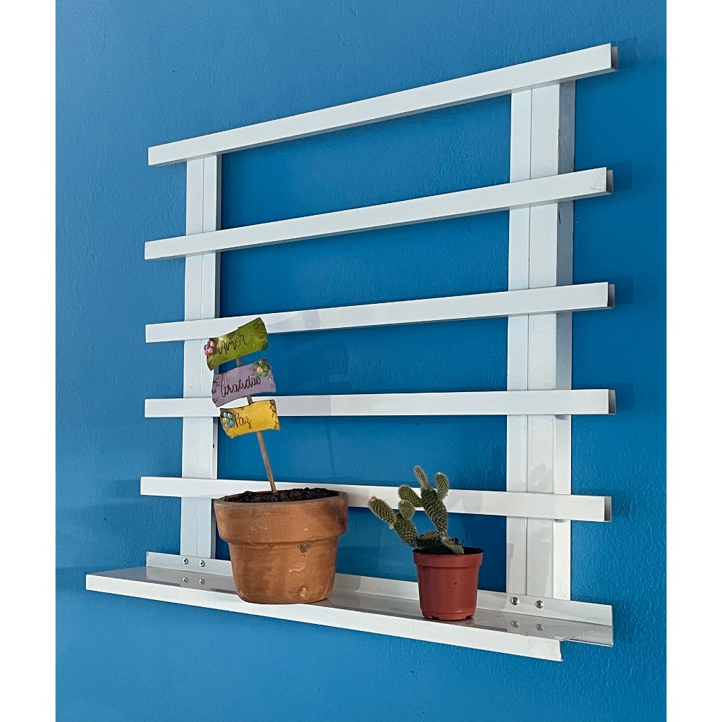 Painel Jardim Vertical Treliça E Grade Em Alumínio Branco Resistente - 50x50