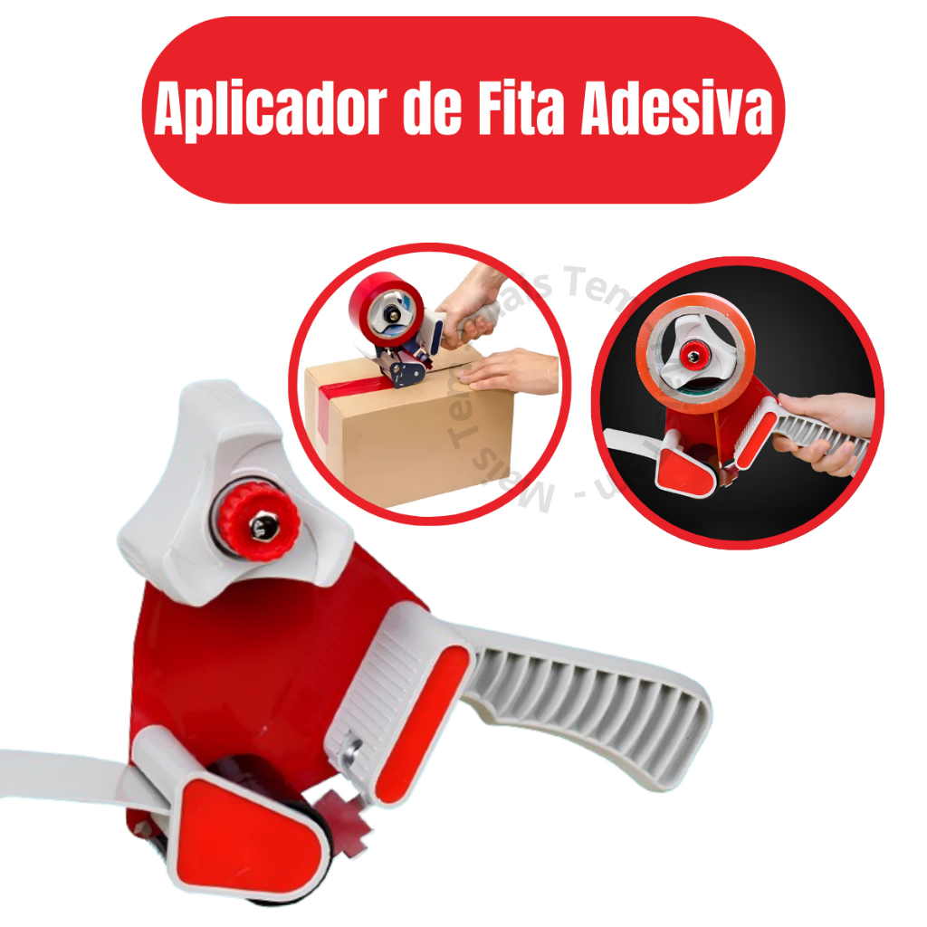 Aplicador Suporte De Fita Adesiva Manual Durex Larga 50mm Profissional p/ Caixas Embalagens Pacote